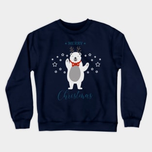 Holiday greeting from cute Polar Bear with reindeer antlers Crewneck Sweatshirt